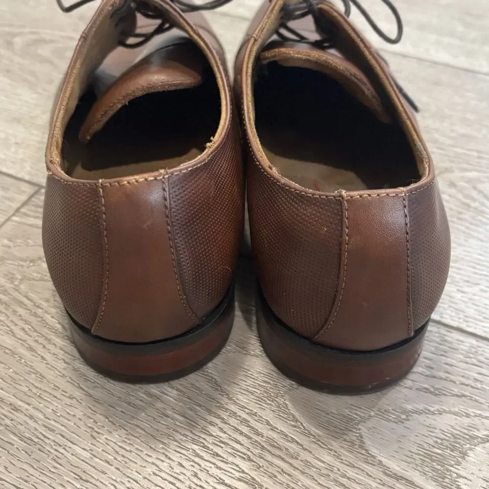 Florsheim Kierland Men's 8.5 Oxford CognacBrown Plain Toe‎ Derby Shoes 11751